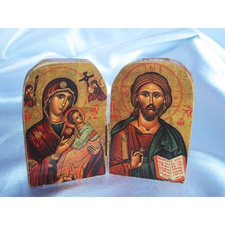 ICONO DIPTICO DE LA VIRGEN DE LA PASION DE CRISTO