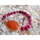PULSERA ELASTICA DE AGATA ROSA Y CORNALINA-MOON GODDESS