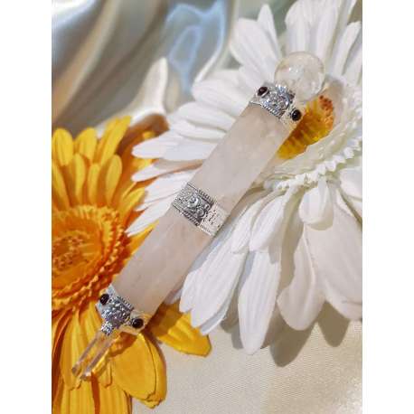 VARITA DE SANACION DE CUARZO ROSA Y BLANCO