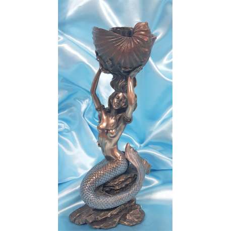 SIRENA SUJETANDO CANDELABRO-VERONESE BRONCE
