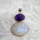 COLGANTE DE PLATA, PIEDRA LUNAR Y AMATISTA