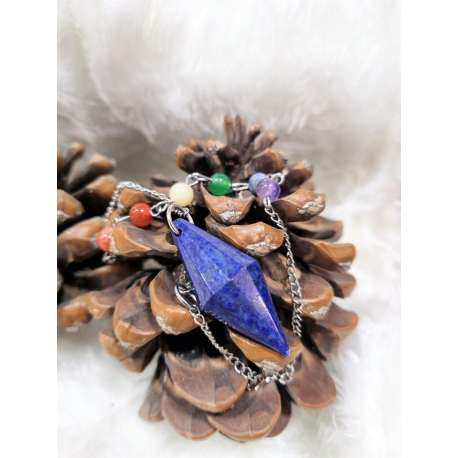 PENDULO DE LAPISLAZULI Y CADENA DE 7 CHAKRAS
