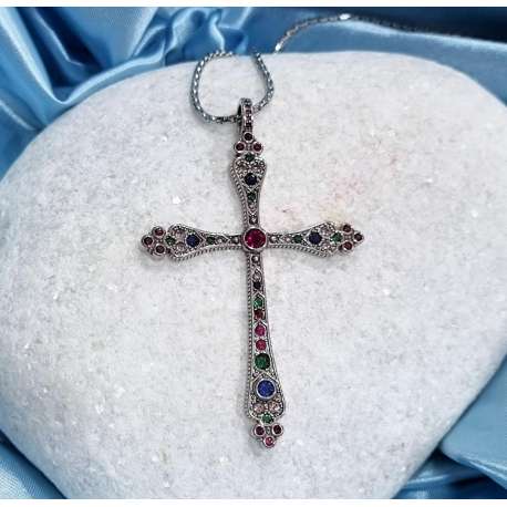 COLGANTE CRUZ DE JERUSALEM AZUL