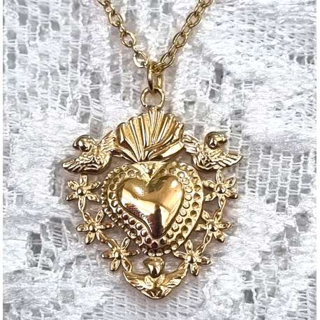 COLGANTE CON CADENA DEL SAGRADO CORAZON DE MARIA