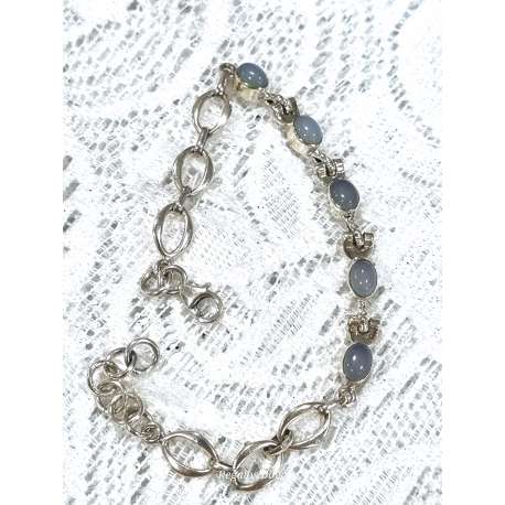 PULSERA DE PLATA DE LEY Y CALCEDONIA AQUA AZUL