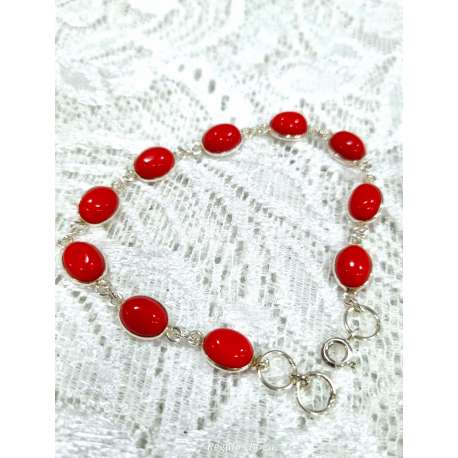 PULSERA DE PLATA 925 Y CORAL ROJO