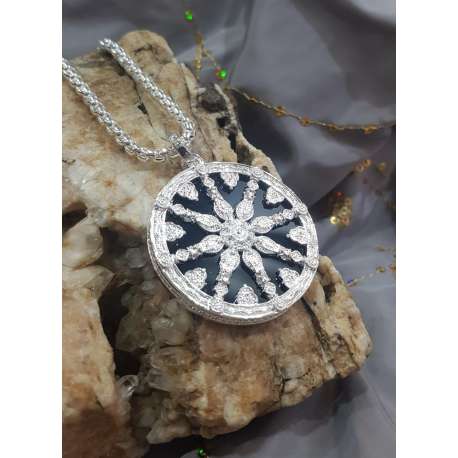 COLGANTE DE LA RUEDA DEL DHARMA DE PLATA 925