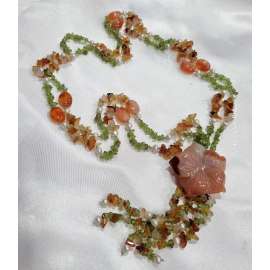 COLLAR FLOR DE CORNALINA Y CUARZO OLIVINO