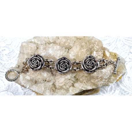 PULSERA TRES ROSAS DE PLATA 925