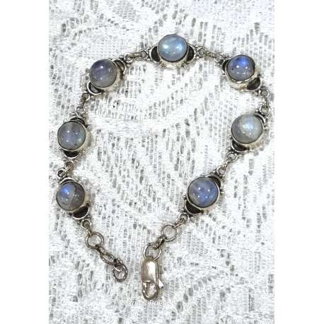 PULSERA DE PIEDRALUNA Y PLATA DE LEY