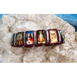 PULSERA DE MADERA CON VÍRGENES ESPAÑOLAS