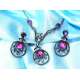 CONJUNTO DE GARGANTILLA Y PENDIENTES MALVA