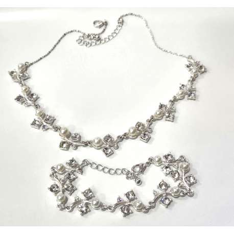 CONJUNTO DE NOVIA DE CIRCONITA Y PERLA BLANCA