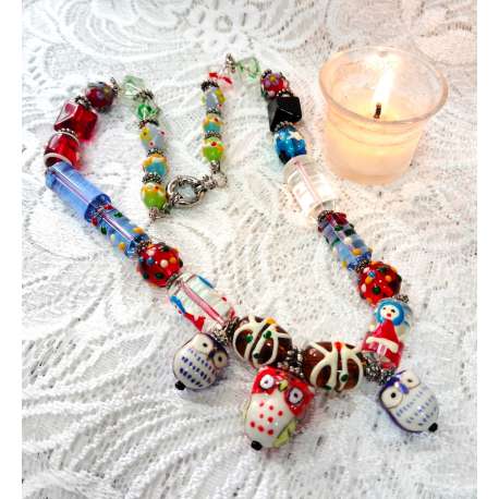 COLLAR DE CRISTAL CON BUHOS DE LA SUERTE