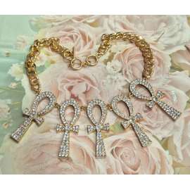 CONJUNTO DE GARGANTILLA Y PENDIENTE EGIPCIO DE FIESTA DE LA LLAVE DE LA VIDA