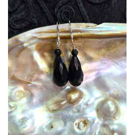 PENDIENTES DE PLATA DE LEY Y ONIS NEGRO