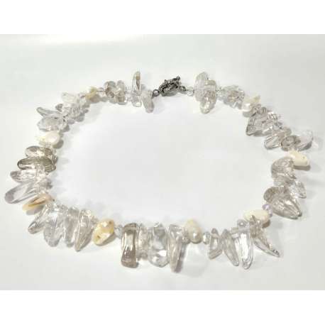 GARGANTILLA DE CUARZO BLANCO Y PERLA BARROCA