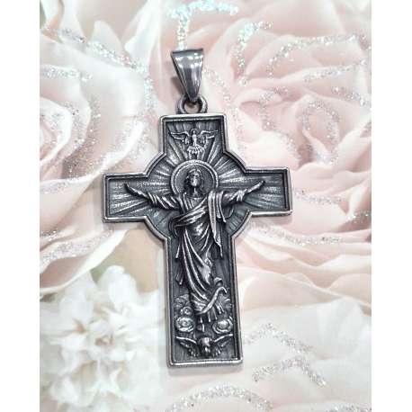 CRUZ DE LA ASCENSION DE JESUCRISTO DE ACERO INOXIDABLE