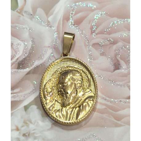 MEDALLA DE SAN PIO DE PIETRELCINA DE CERO INOXIDABLE