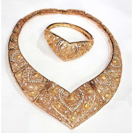 JUEGO GARGANTILLA RIGIDA Y PULSERA CON BAÑO DE ORO