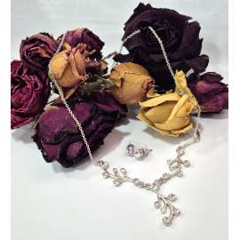 CONJUNTO DE NOVIA GARGANTILLA Y PENDIENTES
