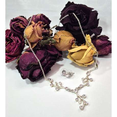 CONJUNTO DE NOVIA GARGANTILLA Y PENDIENTES