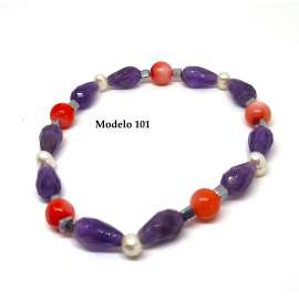 PULSERA DE PERLAS Y PIEDRAS NATURALES
