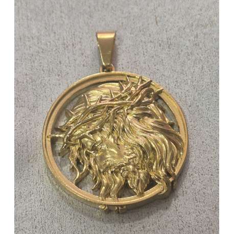 MEDALLA DORADA" ECCE HOMO" DE ACERO INOXIDABLE