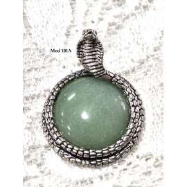 COLGANTE COBRA CON PIEDRA NATURAL CUARZO ROSA, UNAKITA, ONIX VERDE, ONIX NEGRO, AVENTURINA VERDE