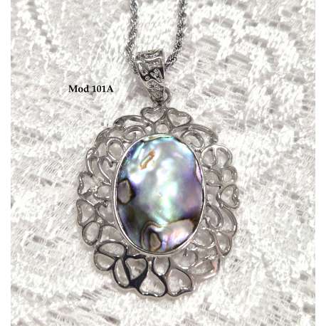 COLGANTE DE NACAR CON CADENA DE ACERO