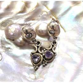 PENDIENTES DE PLATA 925 Y CUARZO AMATISTA