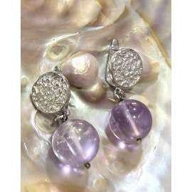 PENDIENTES DE PLATA 925 Y AMATISTA