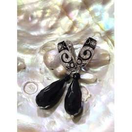 PENDIENTES DE PLATA Y ONIS NEGRO